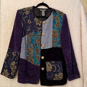Indigo Moon. Size M  Chenille and Brocade Jacket